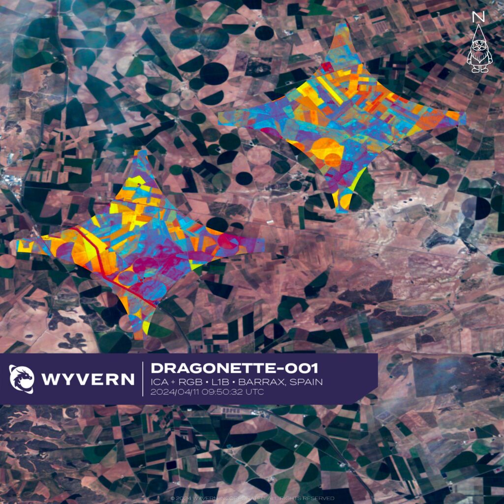 Hyperspectral satellite imagery of Earth from Wyvern's Dragonette satellite constellation.