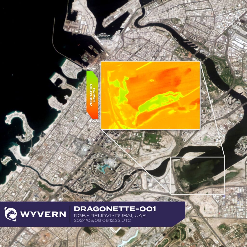 Hyperspectral satellite imagery of Earth from Wyvern's Dragonette satellite constellation.