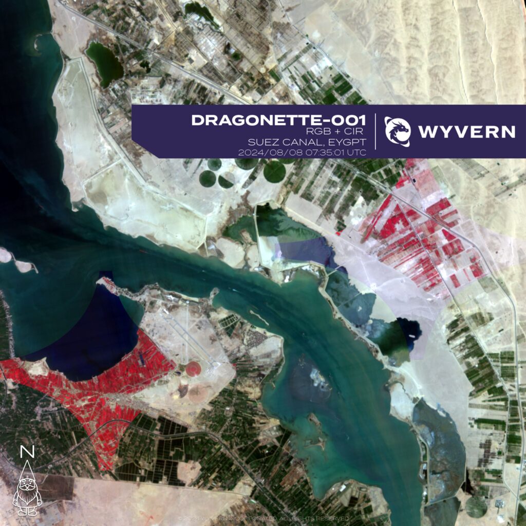 Hyperspectral satellite imagery of Earth from Wyvern's Dragonette satellite constellation.